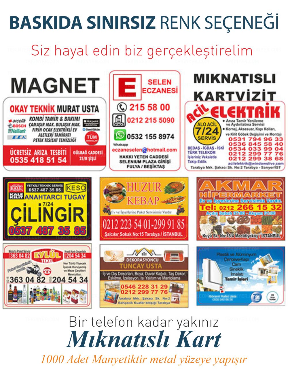 1000 Adet Magnet Sınırsız Renk Baskı Seçeneği