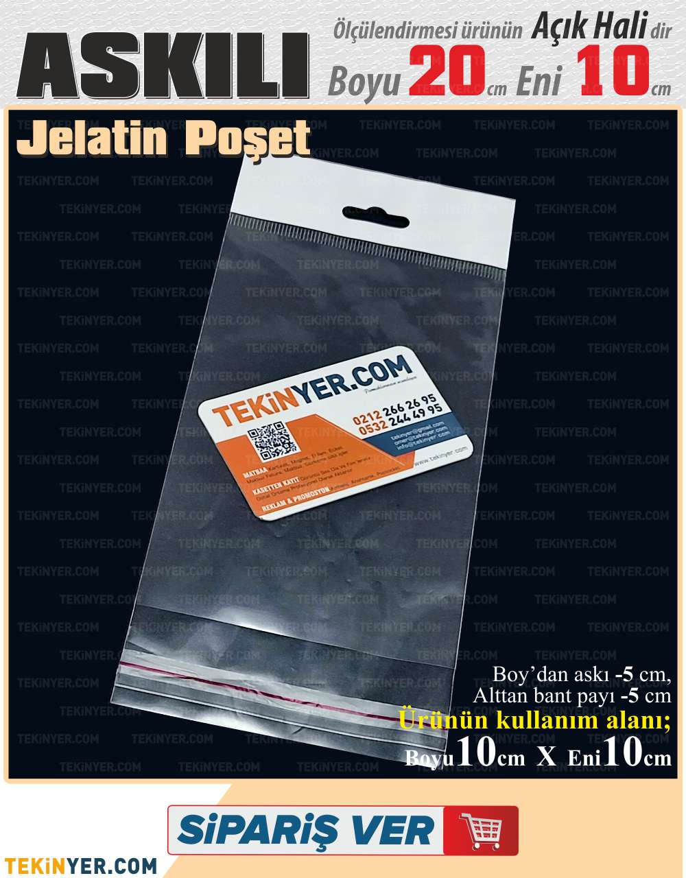 10 * 20 cm Askılı Jelatin Poşet