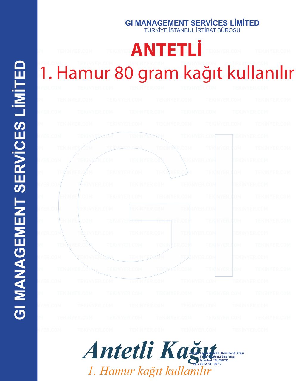 Antetli Kağıt kağıt Kalınlıkları