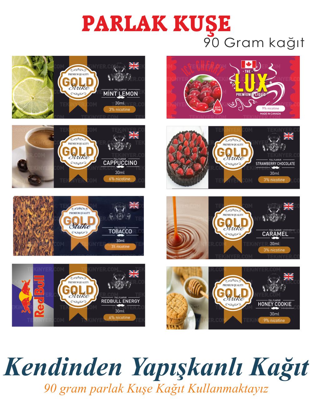 Etiket Sticker kağıt Kalınlıkları