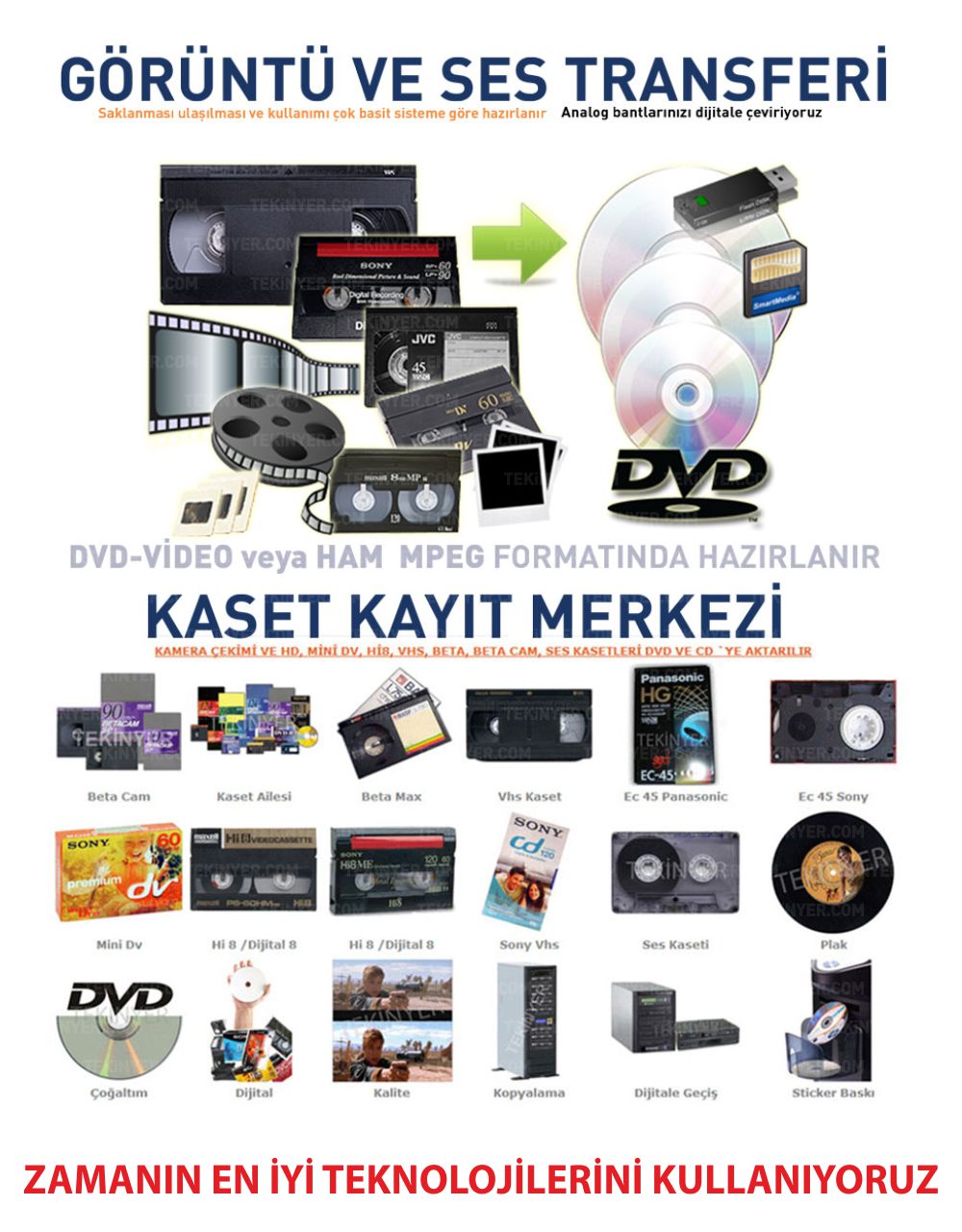 Eski Video Kaset Aktarım Kasetten Zamanın en iyi teknolijilerini kullanana Aktarım Kayıt Merkezi