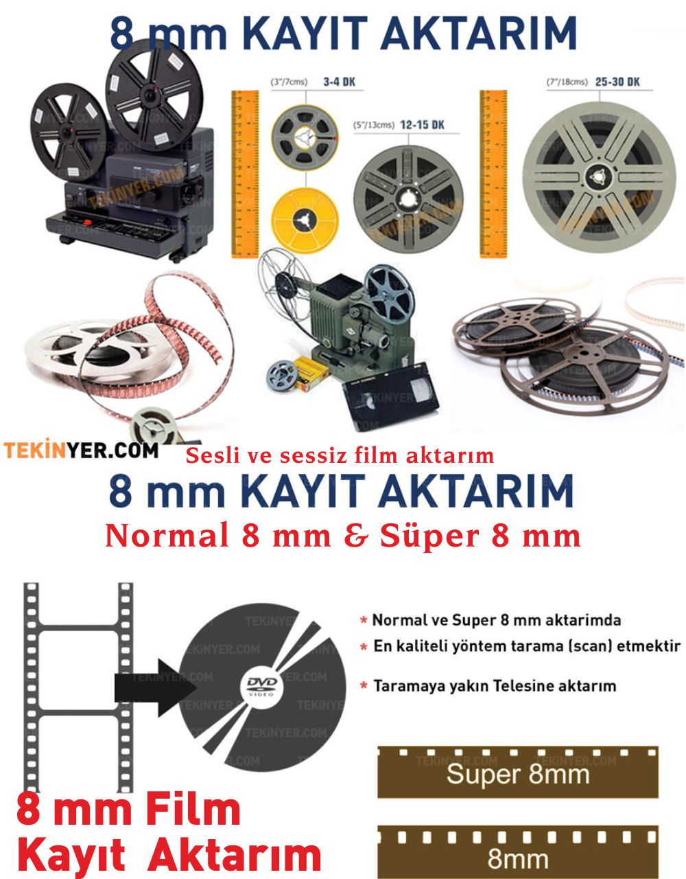 8 mm Makara Film Aktarım Kayıt Analog Dijital