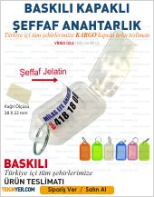  Baskılı şeffaf kapaklı plastik anahtarlık