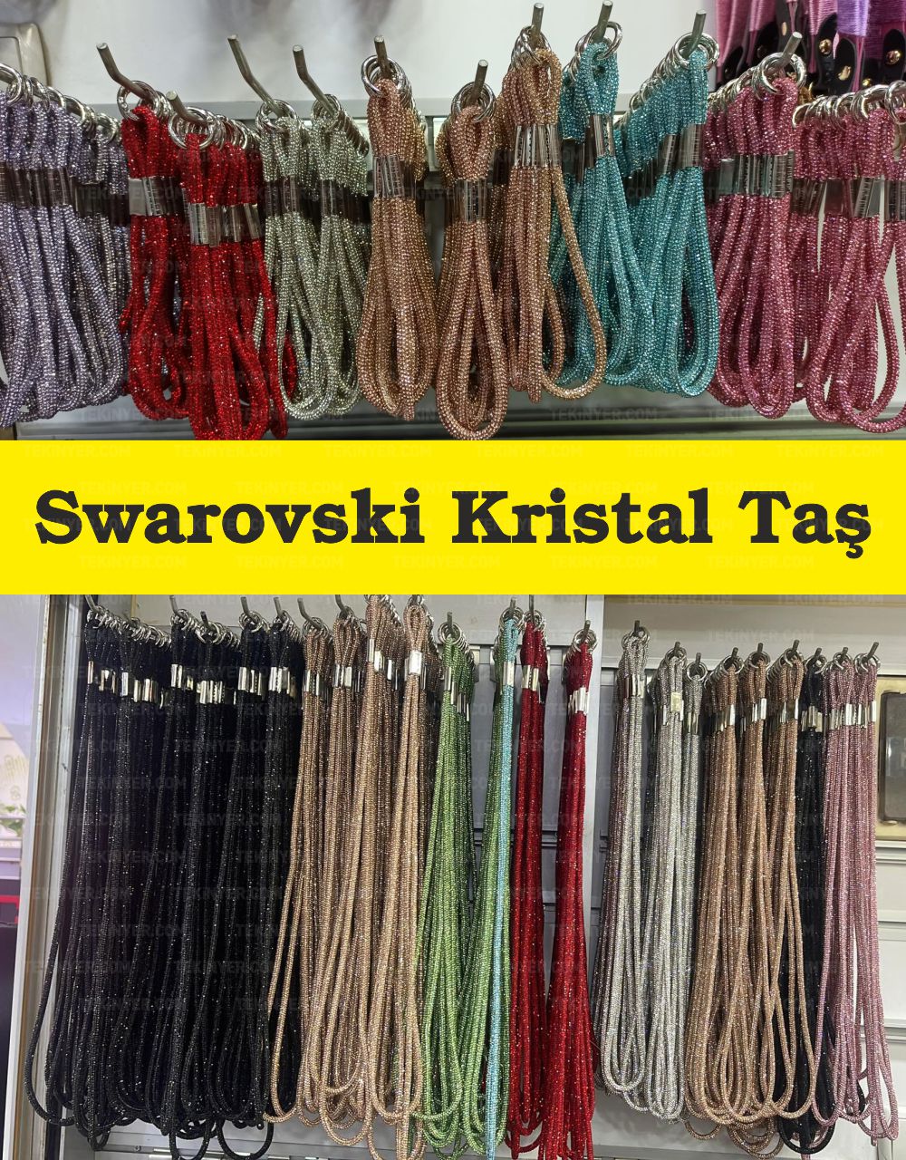 Swarovski Kristal Taşlı Telefon Boyun Askısı Orta kalınlık