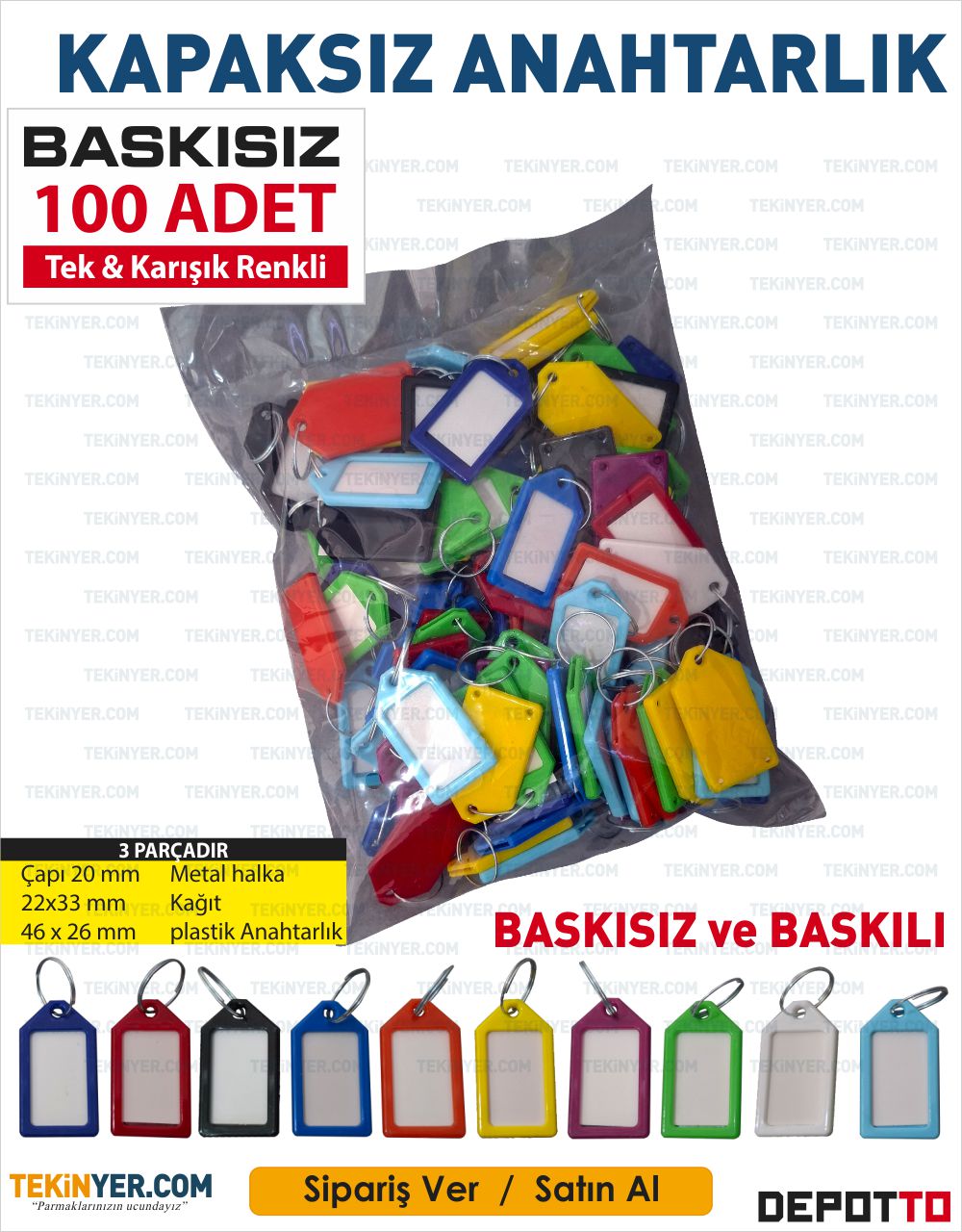 Depotto Kapaksız Plastik Anahtarlık