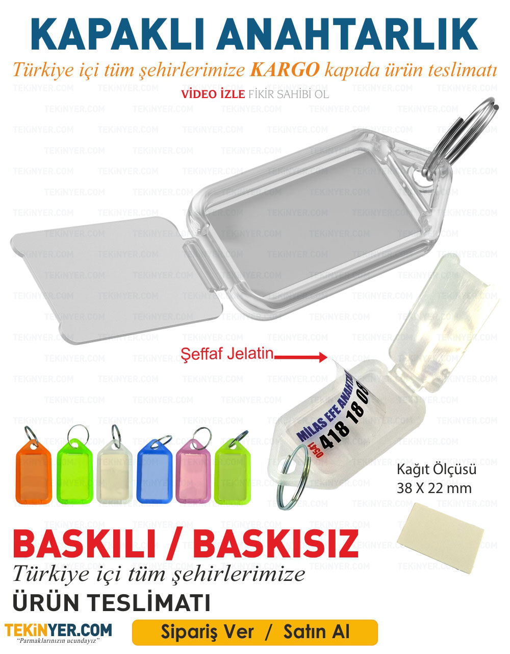 Siyah Kapaklı Şeffaf Plastik Anahtarlık